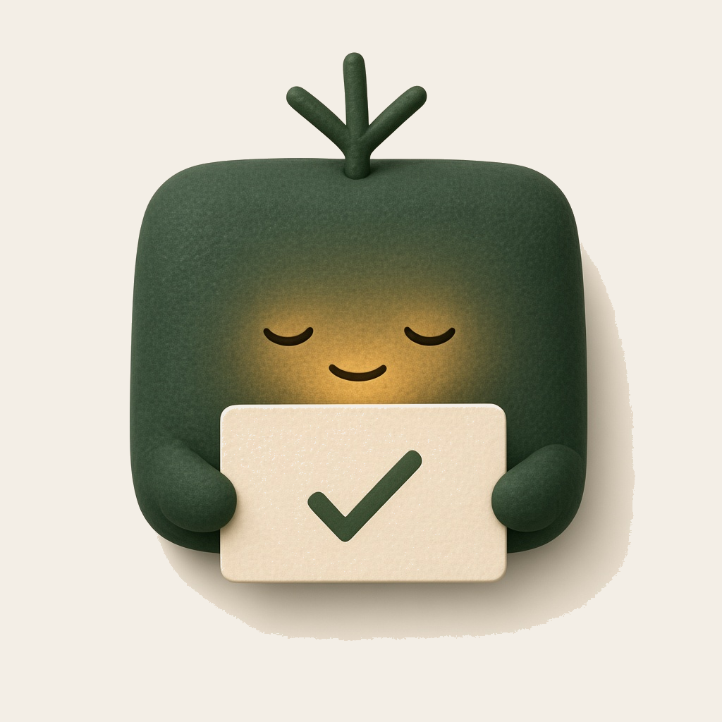 TapYes mascot, a clay square with a two-leaf sprout
